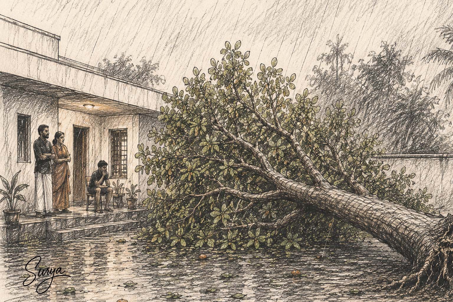 AI illustration by Surya for the Malayalam poem Aa Kasumavu Veenappol Njanenthinayirikkanam Karanjathu written by Rajamohan Rajan