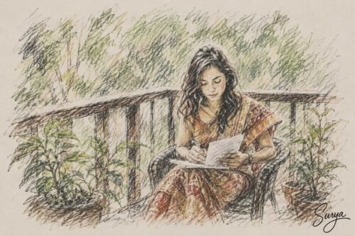 AI illustration by Surya for the Malayalam poem Ninakkezhuthumbol by Sandhya