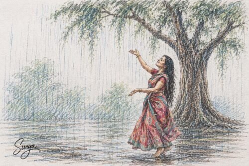 AI illustration by Surya for the Malayalam translation Sparsanam of Thamizhachi Thangapandian Tamil Poem Unarthal by Dr. T.M. Raghuram