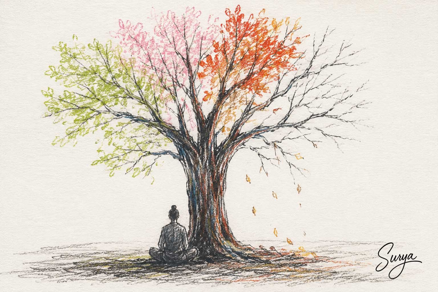 AI illustration by Surya for the Tamil poem Maunam by Thamizhachi Thangapandian