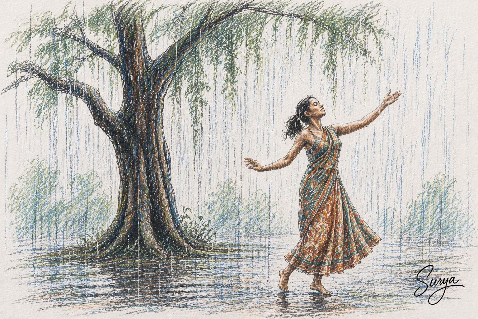 AI illustration by Surya for the Tamil poem Unarthal by Thamizhachi Thangapandian