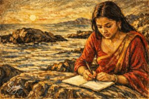 AI illustration by Surya for the English translation poem In The Ocean Of Love written by Sathish Kalathil-Valentines Day poem-2025