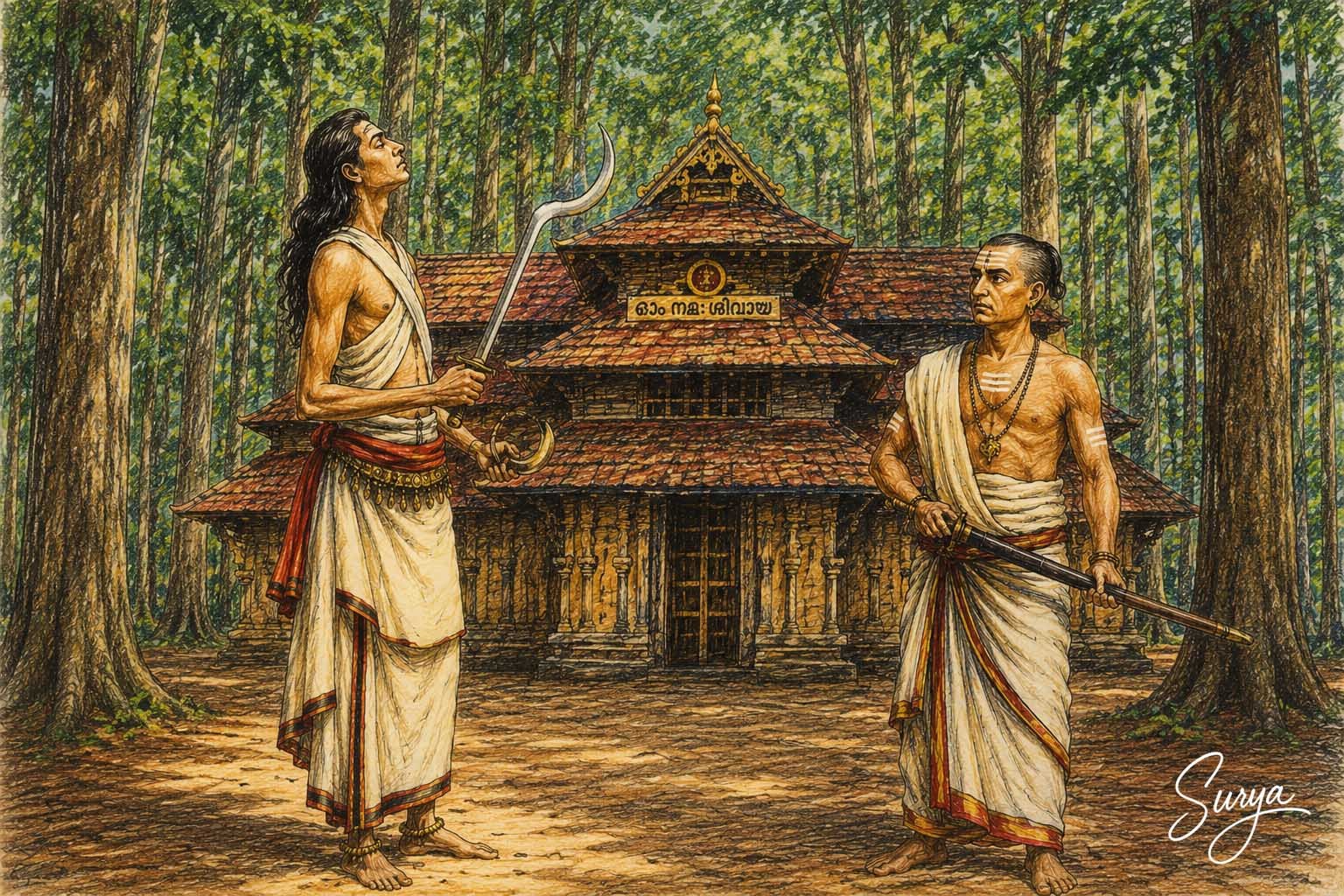 AI illustration by Surya for the Malayalam Memoir Thekkottirakkam by C A Krishnan
