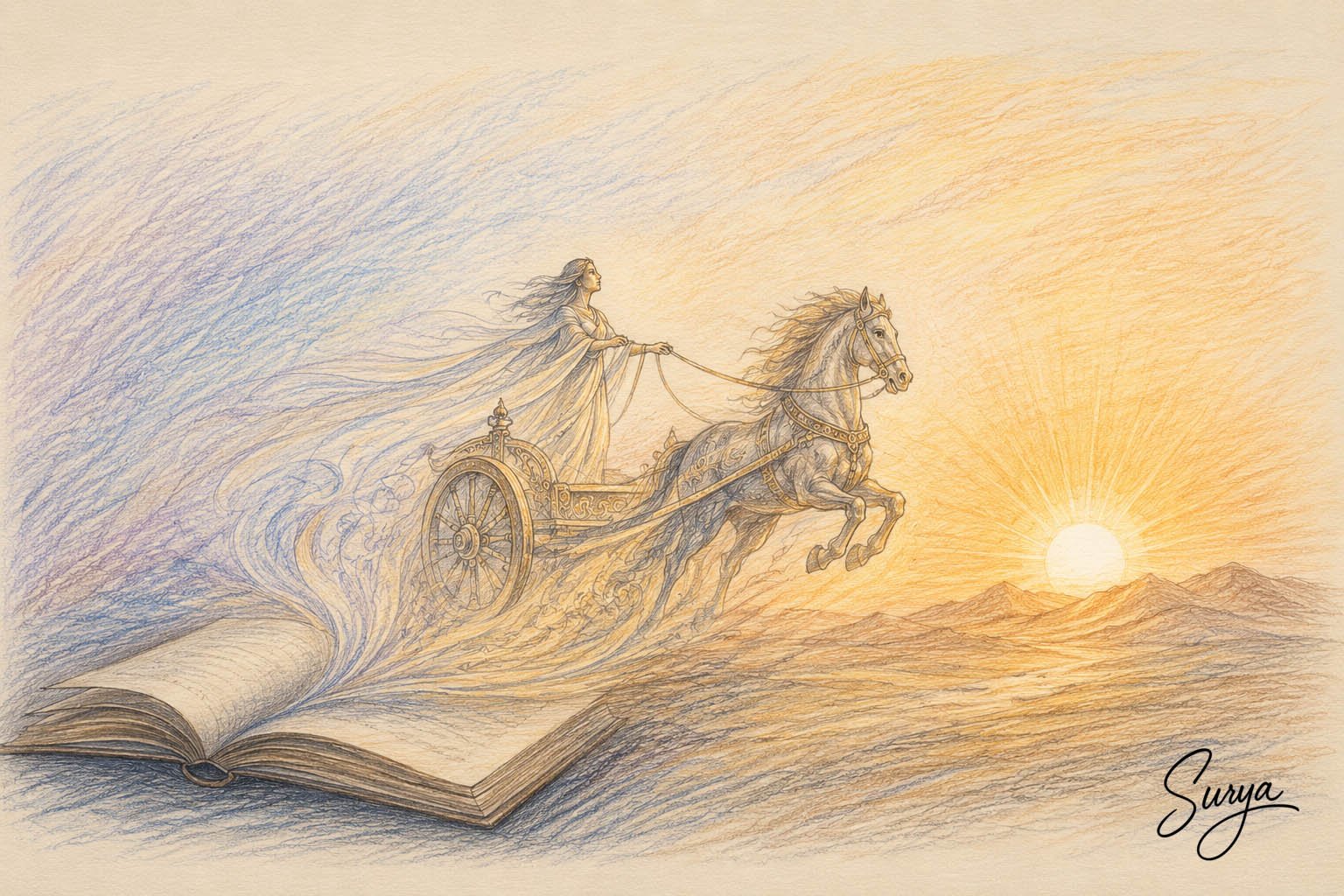 AI illustration by Surya for the Malayalam poem Aksharamritham by Sandhya Prasanth