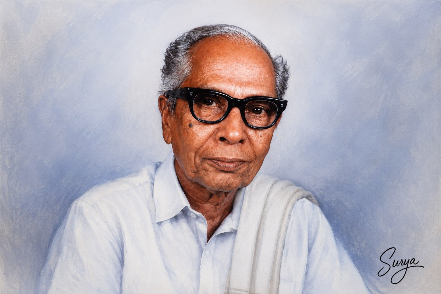 AI illustration of P. N. Panicker- the Father of the Library Movement of Kerala by Surya