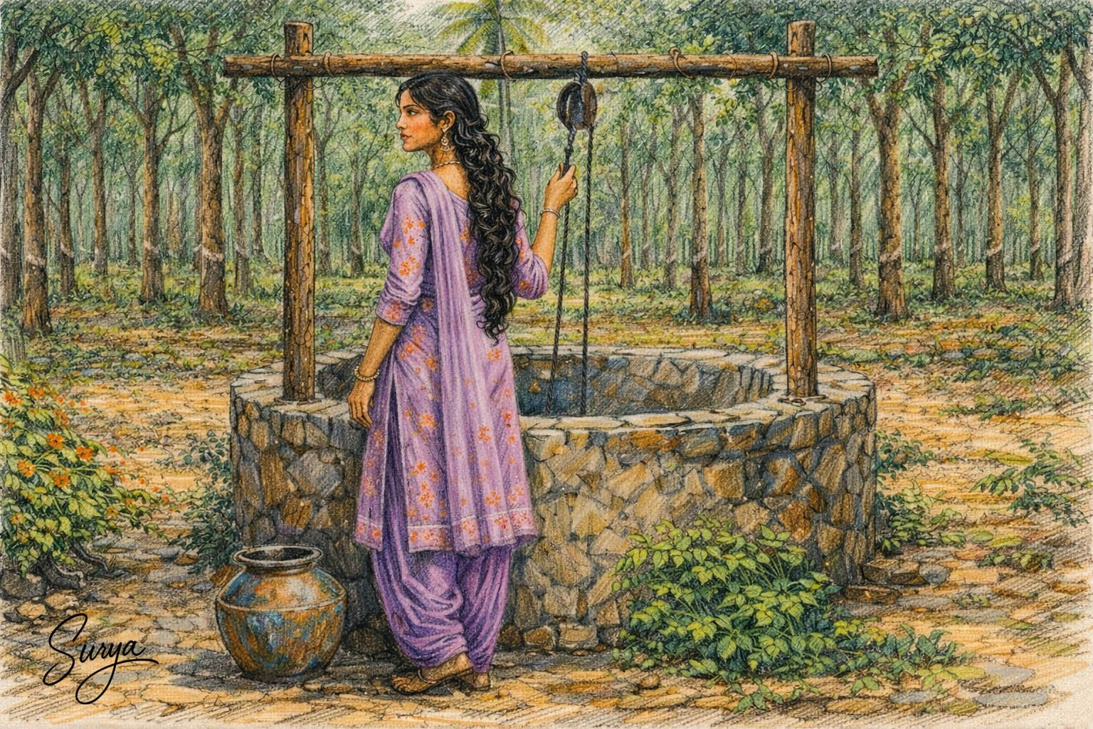 AI illustration by Surya for the Malayalam horror story The Lantern by Fazina Kunnath-part 1