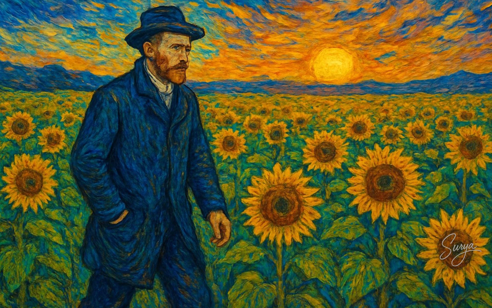 Vincent Van Gogh AI illustration by Surya for the poem of M. Kapildev