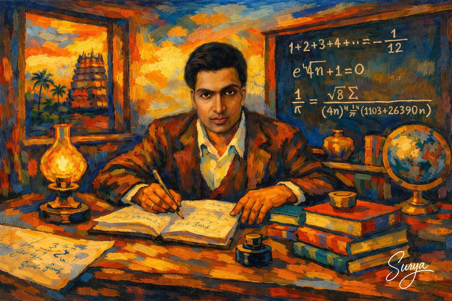 Srinivasa Ramanujan-Indian mathematician-AI Illustration by Surya