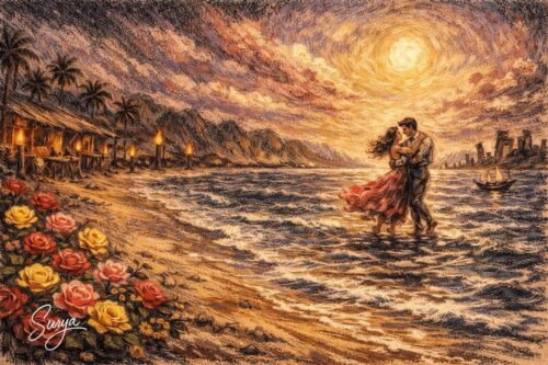 AI illustration by Surya for the English poem Roses of February by Sathish Kalathil-Valentines Day poem-2026