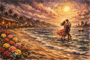 AI illustration by Surya for the English translation poem Roses of February written by Sathish Kalathil-Valentines Day poem