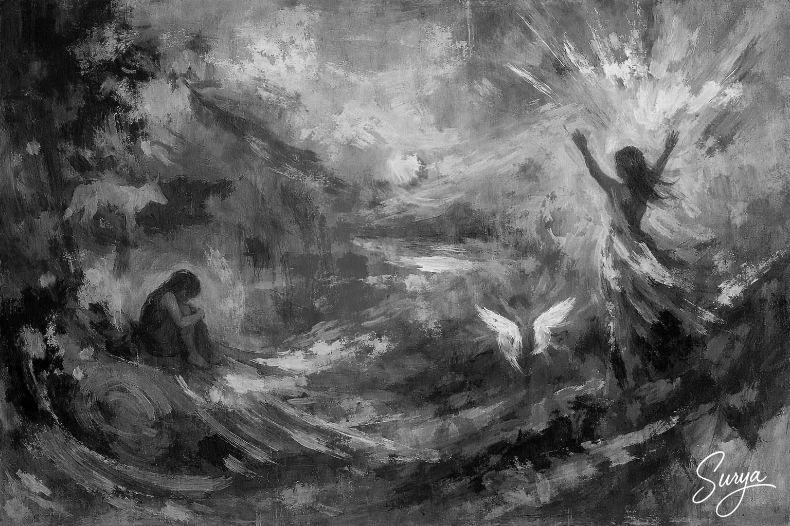 AI illustration by Surya for the German poem MÄDCHEN-KLAGE written by Rainer Maria Rilke