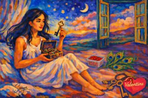 AI illustration by Surya for the Malayalam poem Ninte Peru written by Jiji Jasmin. V-Valentines Day poem