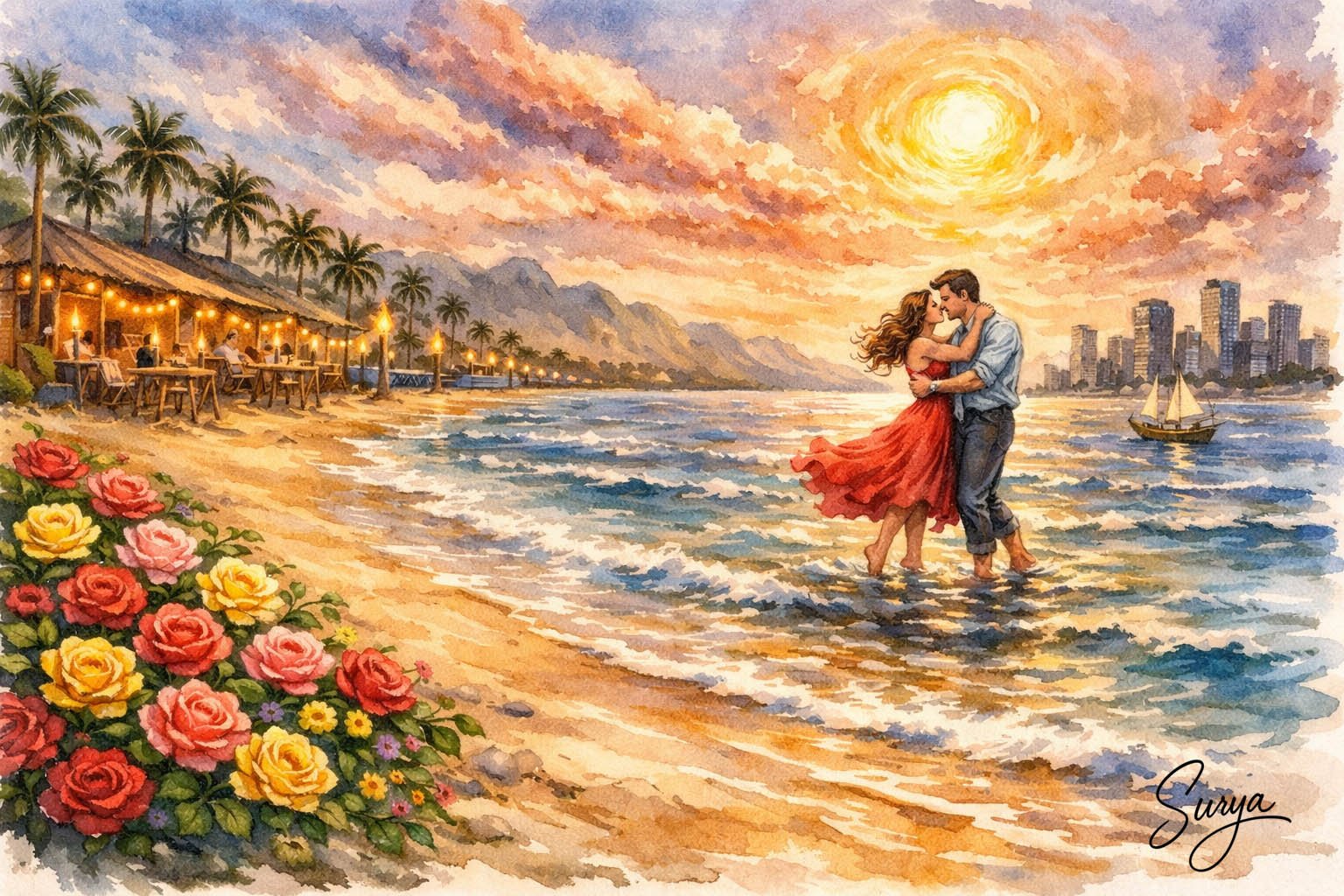 AI image by Surya for the Malayalam poem Februvariyile Rosappookkal by Sathish Kalathil-Valentines Day poem-2026