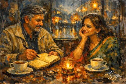 AI illustration by Surya for the Malayalam story Ormakalude Madakkayathra by Ashraf Kalathode