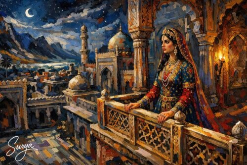 AI illustration by Surya for آوازِ یک باغ -Persian translation of Malayalam poem Oru Poonthoppinte Pattu written by Sathish Kalathil