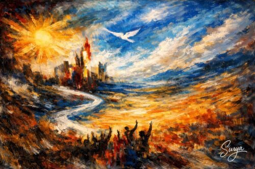 AI illustration for the Bengali poem Naibedya by Rabindranath Tagore by Surya