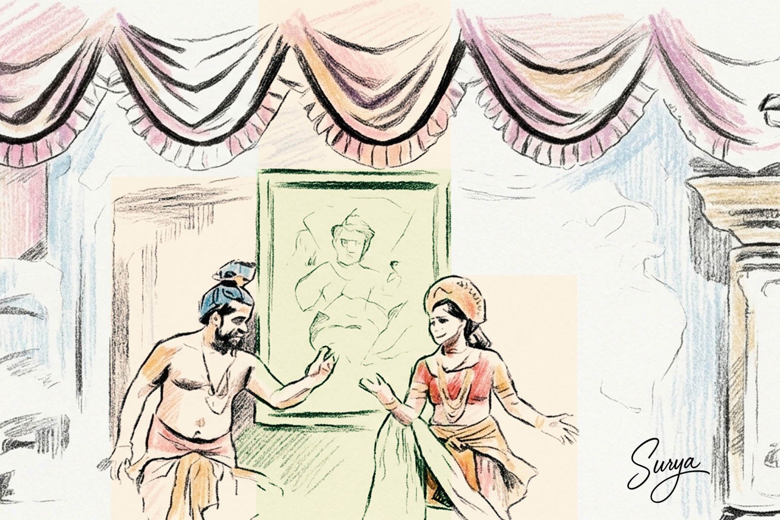AI illustration by Surya for the Malayalam Story Vinodachinthamani Nadakasala- part 1 by Aadith-Krishna Chemboth