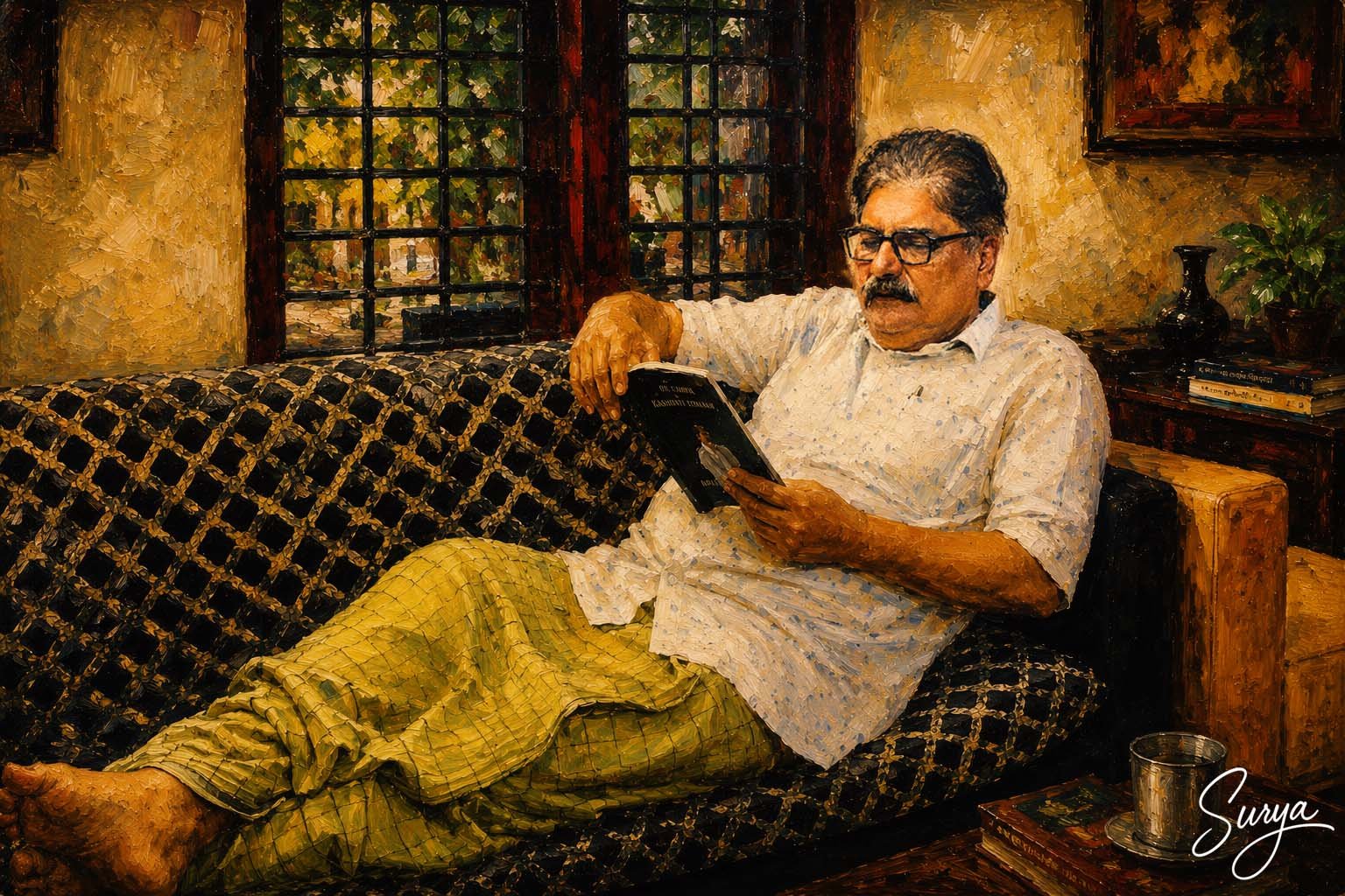 AI illustration by Surya for the Malayalam artical Surab oru naadinte ulvilikal ketta kathakaran by Vismaya K G
