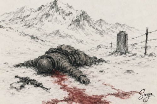 AI illustration by Surya for the Malayalam poem Ambush by Padmadas