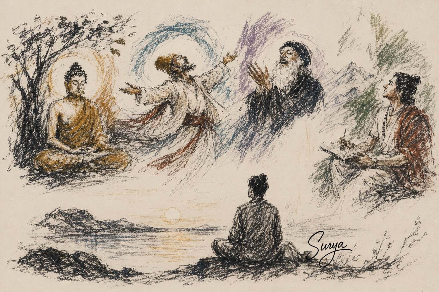AI illustration by Surya for the Malayalam poem Ullile Theertham by Unnikrishnan Keechery