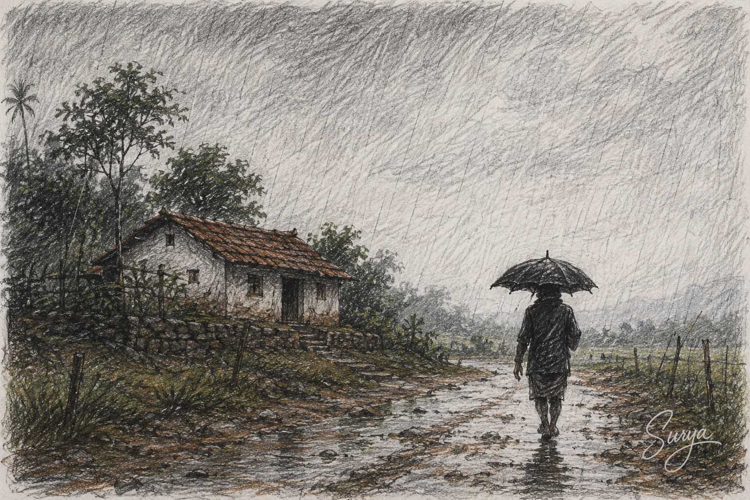 AI illustration by Surya for the Malayalam poem Fathers Day by Surab