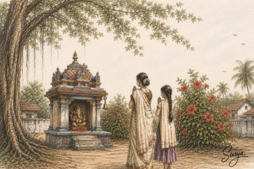AI illustration by Surya for the Tamil poem Neerazhi by Soumya