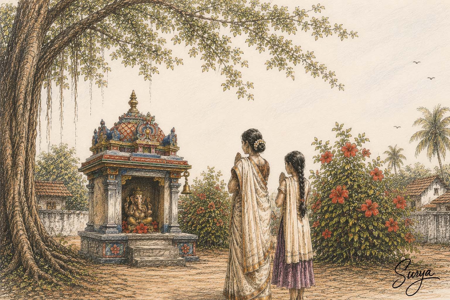 AI illustration by Surya for the Tamil poem Neerazhi by Soumya