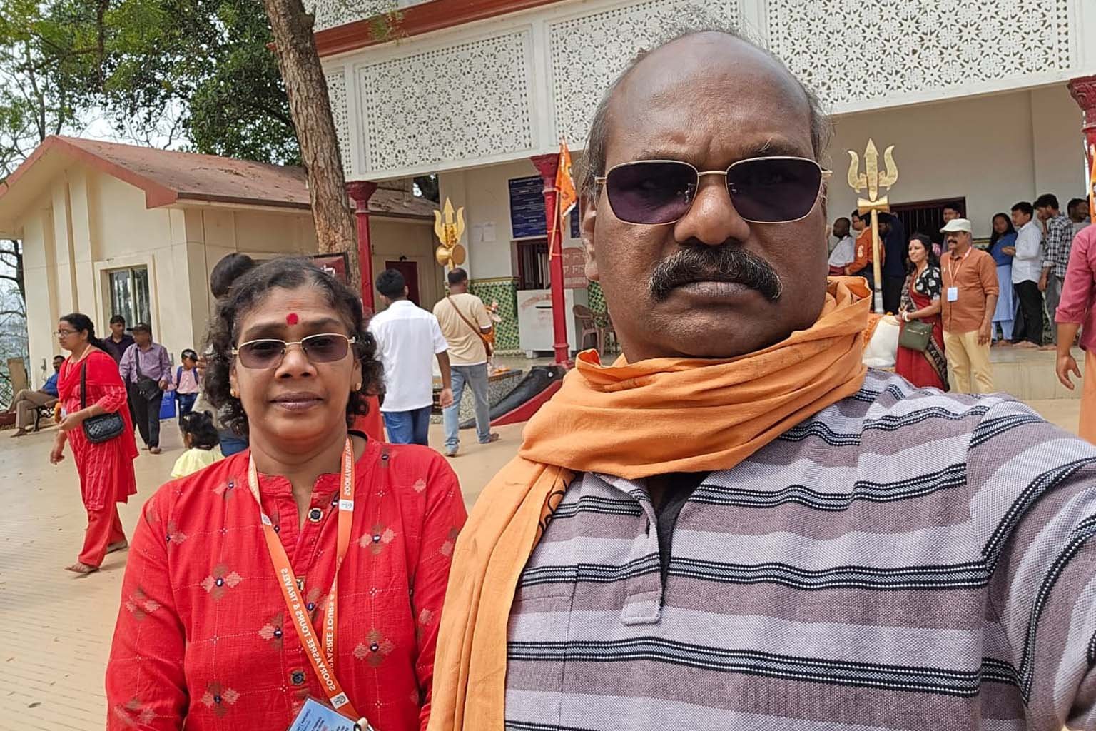 Kalika and her husband at Umananda Temple at Peacock Island in Brahmaputra