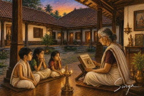 AI illustration by Surya for Malayalam article Karkkadakatthile Ramanamachantham by Sathish Kalathil