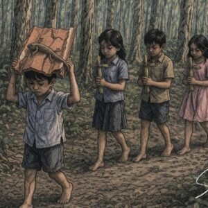 AI illustration by Surya for the Malayalam Translation by Konnamood Viju for the Tamil poem Rubber Kadu by Soumya