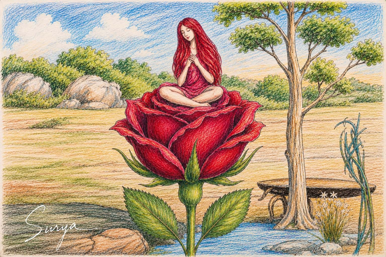 AI illustration by Surya for the Malayalam poem Rithukkale Aavahikkunna Kavitha by Sujith Veda
