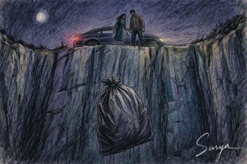 AI illustration by Surya for the Malayalam shortstory Jyamitheeya Roopangal by Ashraf Kalathode
