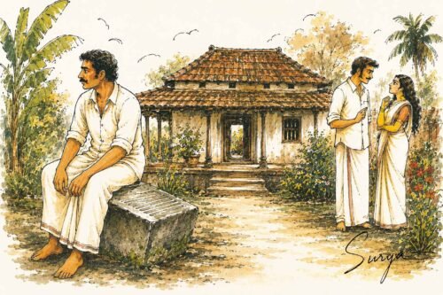 AI illustration by Surya for the Malayalam story Viralonnu Muttiyal by Surab