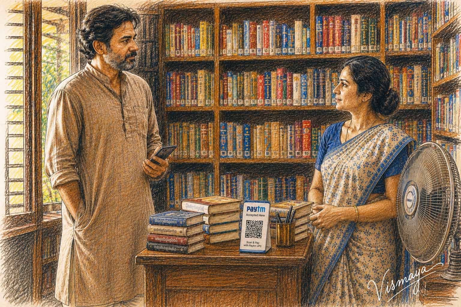 AI illustration-1 by Vismaya K. G. for the Malayalam Shortstory What Happened at the Bookstall That Midday by Sathish Kalathil