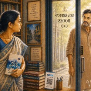 AI illustration-2 by Vismaya K. G. for the Malayalam Shortstory What Happened at the Bookstall That Midday by Sathish Kalathil