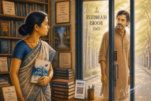 AI illustration-2 by Vismaya K. G. for the Malayalam Shortstory What Happened at the Bookstall That Midday by Sathish Kalathil