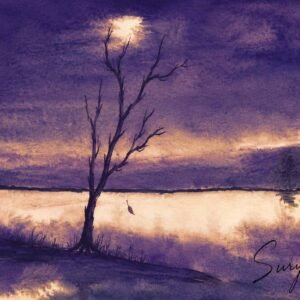 AI illustration by Surya for the Malayalam poem Nadikkarayile Vriksham written by M. Gokuldas