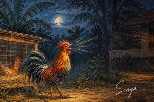 AI illustration by Surya for the Tamil poem Seval by Soumya