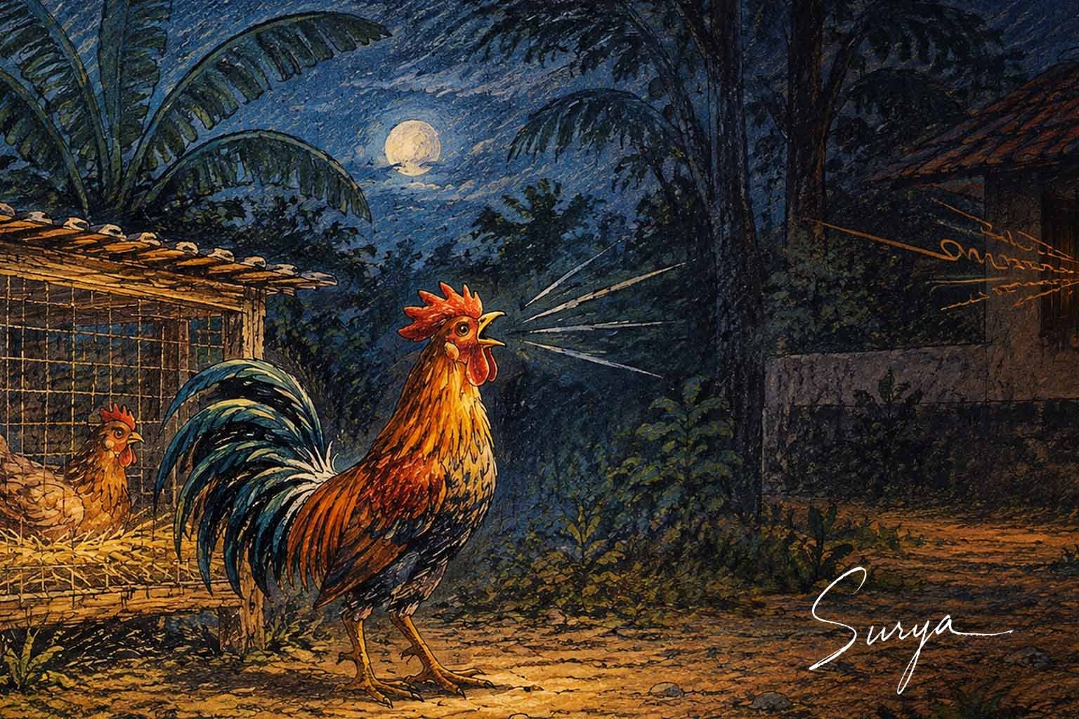 AI illustration by Surya for the Tamil poem Seval by Soumya