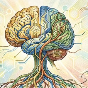 AI illustration by Surya for the Malayalam article AI and the Future of Work by A. K. Sabin Lal