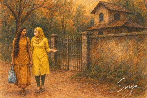 AI illustration by Surya for the Malayalam horror story The Lantern by Fazina Kunnath-Scene 4