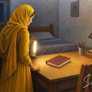 AI illustration by Surya for the Malayalam horror story The Lantern by Fazina Kunnath-Scene 5