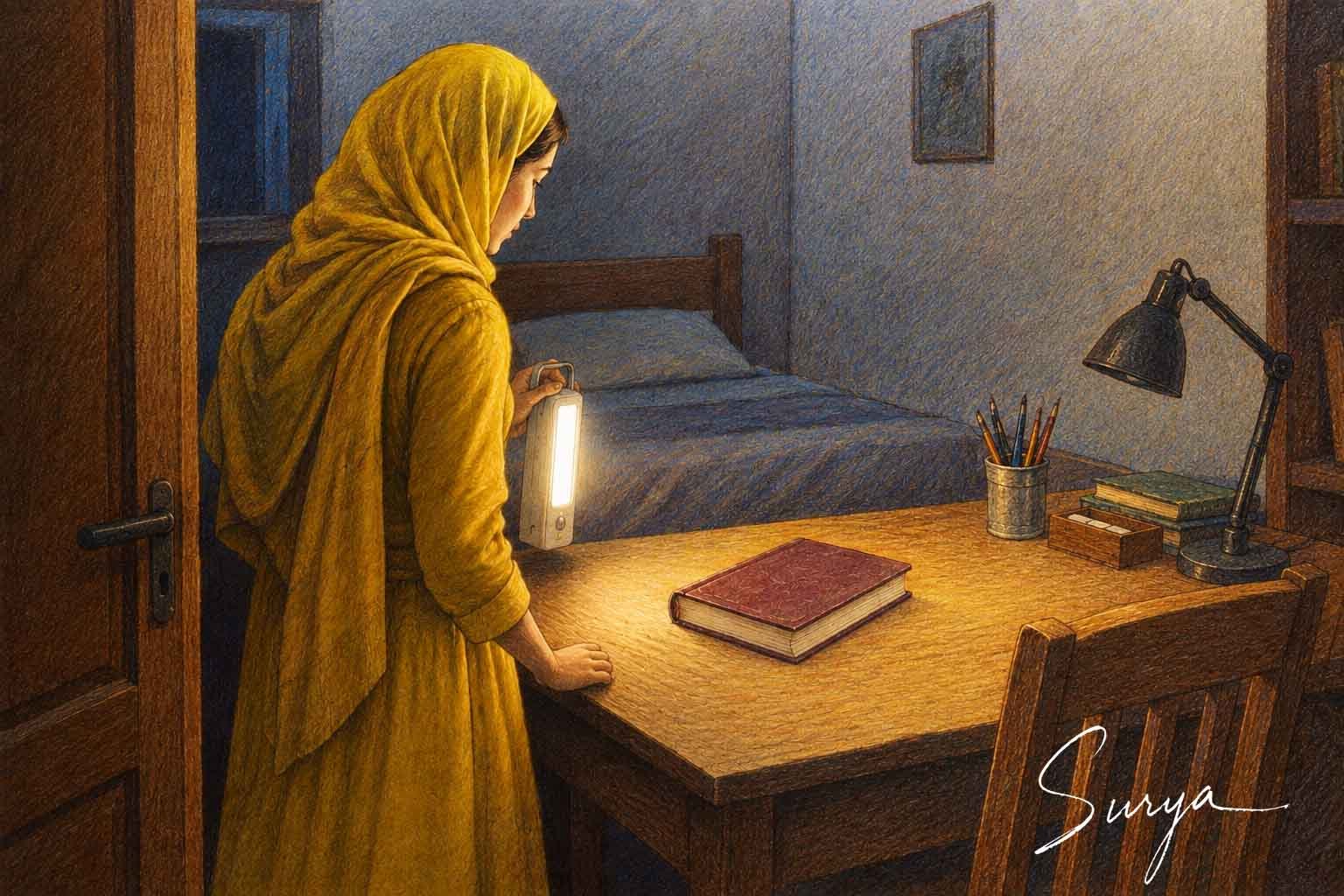 AI illustration by Surya for the Malayalam horror story The Lantern by Fazina Kunnath-Scene 5