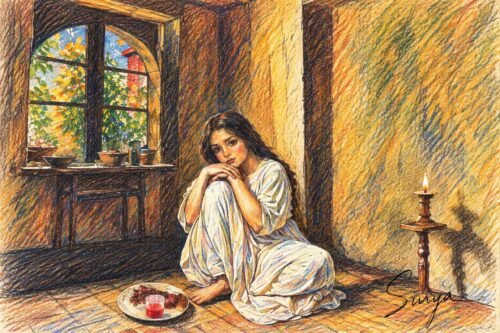 AI illustration by Surya for the Malayalam horror story The Lantern by Fazina Kunnath-Scene 6