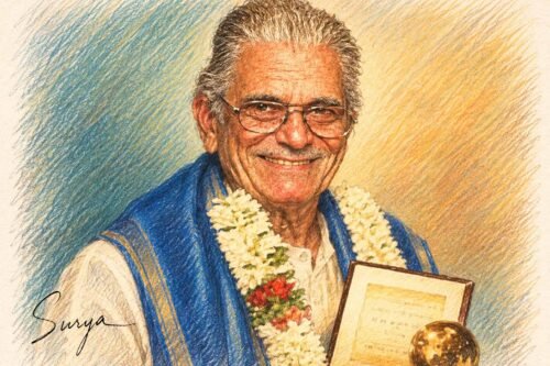 AI illustration of Padmasri N. Purushothama Mallya by Surya for the Malayalam article by V. Rajesh Mohan Rao
