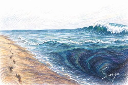 AI illustration by Surya for the Malayalam poem Mayatharangam by Amithrajith Punnayurkulam