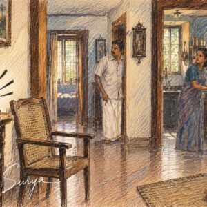 AI illustration by Surya for the Malayalam short article Veettile Avasanatthe Landline by Kiran S. Pillai