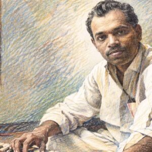 AI illustration of M.S. Baburaj by Surya for the article of Anuraga Ganam Pole by E. C. Suresh